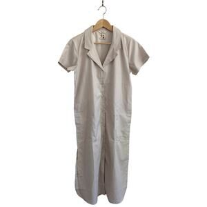 Harper Sage Mesa Dress Beige Stripe Short Sleeve Button-Down Shirt Dress Cotton